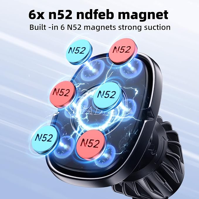 Magnetic Phone Holder for Car Vent [Metal Hook Clip] Car Mount Compatible with All Smartphones Fit All iPhone 17/16/15/14/13 Pro Max Plus & Samsung S25