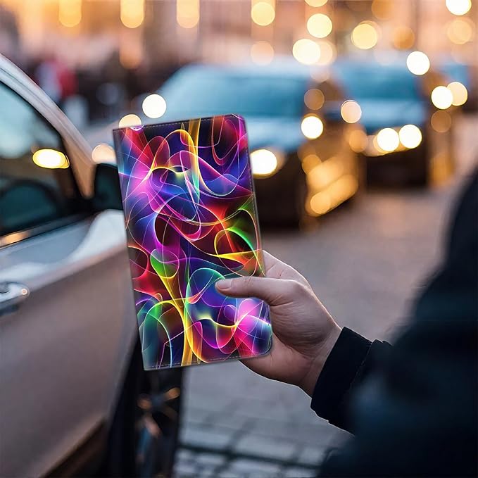 Car Registration Holder, Waterproof PU Leather Vehicle Card Document Glove Box Organizer, Women Interior Auto Accessories Case for Cards, Driver License Car Insurance Holder, Abstract Colored Smoke
