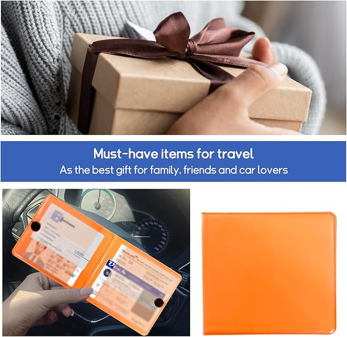 2 PCS Car Registration and Insurance Holder, 10.6''×4.8'' Essential Auto Card Glove Box Organizer with Closure, Vehicle Interior Accessories Perfect for Documents, Cards