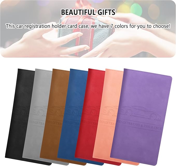 Car Registration and Insurance Holder,PU Leather Car Glove Box Organizer Car Document Holder for ID,Driver's License,Universal Car Organizer Car Accessories for Women/Men