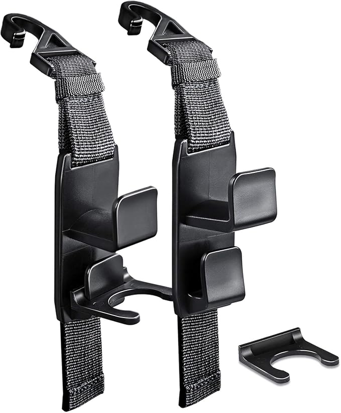 Heroway Adjustable Headrest Hooks for Car, Purse Hanger Headrest Hook Holder for Car Seat Organizer Hook for Purse or Grocery Bags,2 Pack, Black