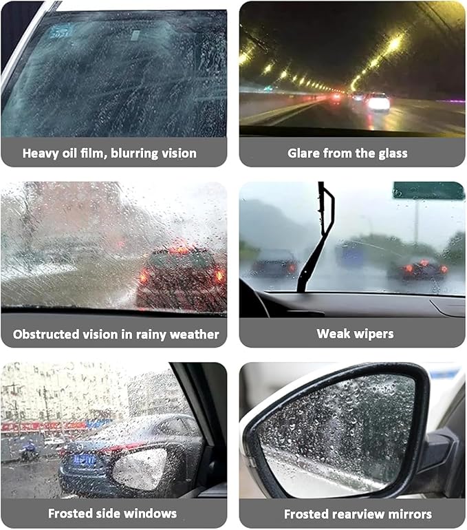 3 Packs Handheld Glass Oil-Film Remover, Car Glass Cleaner Oils Film Cleaning Brush, Q4 Glass Guard Windshield Cleaner & Oil Films Remover Emulsion Coating for Cars Window, Crystal Clear View