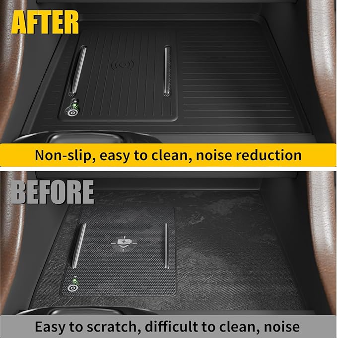 Center Console Mat Compatible with 2023-2026 Honda Pilot 2026 Passport Wireless Charging Mat with Indicator Light Port Center Console Anti-Slip Protector Pad Silicone 2025 Pilot Accessories