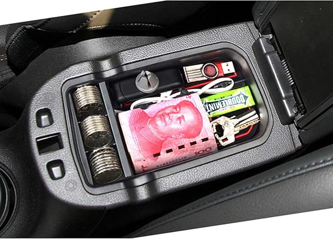 SKTU Compatible with 2017-2020 Jeep Compass Center Console Storage Box Organizer Container Armrest Insert Organizer ABS Tray Pallet with USB Hole and Coin Holder (Red)