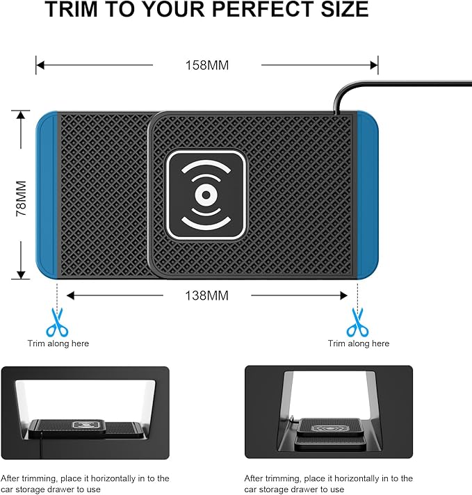 Wireless Charging Pad for Car for Chevrolet Orlando Trax Lacetti Nubira Cruze, 20W Fast Qi Car Ultra-Slim Wireless Charger Mat Non-Slip Silicone Dashboard Charging Pad,USB
