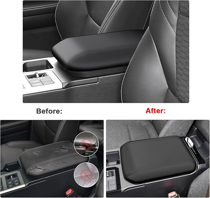 SXCY for 2024 2025 2026 Land Cruiser Armrest Cover for Toyota Land Cruiser 2025 2026 Accessories 2025 Land Cruiser Center Console Cover 2026 Land Cruiser Middle Console Cover (Black Leatherette ABS)