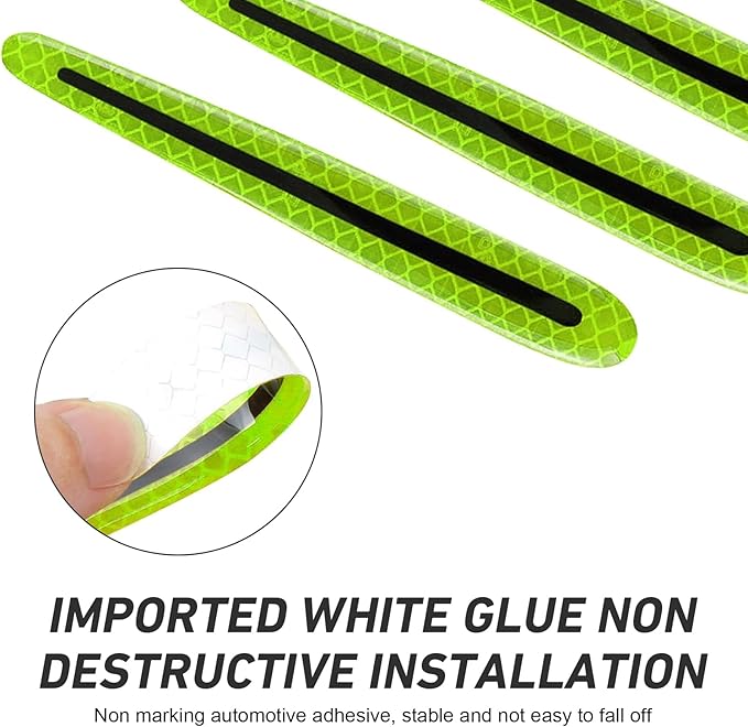 WZP 8PCS Car Door Handle Scratch Protectors, 3D Carbon Fiber Door Handle Scratch Protector Cover, Anti-Scratches Safety Reflective Strips, Universal Car Exterior Accessories for Most Vehicles (Blue)