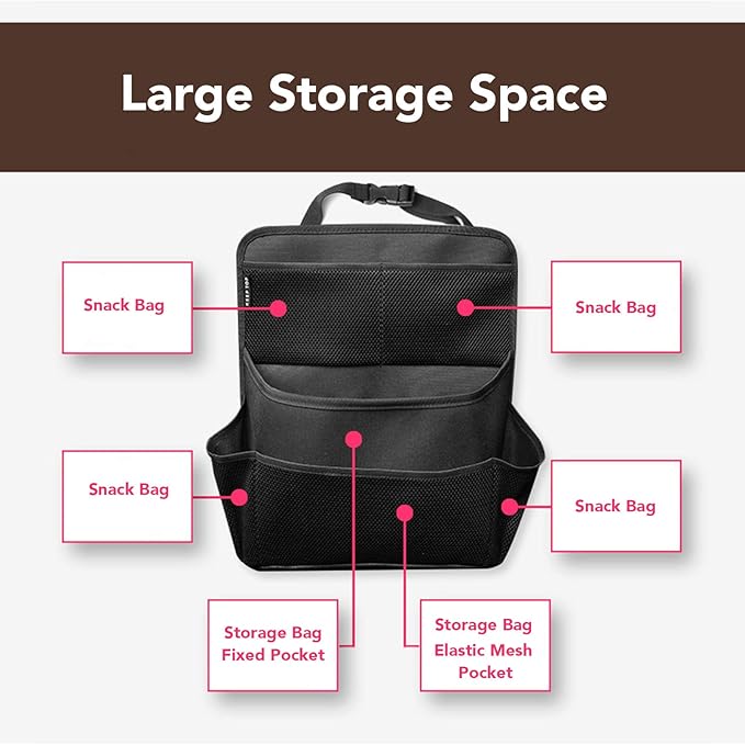 Car Back Seat Storage Bag, Car Back Seat Storage Bag with Strap Oxford Cloth PU Leather Muti Pocket Auto Backseat Holder, Back Seat Storage Pocket for Car Accessories Interior & Travel