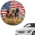 Vehicle Accessories for Women Steering Wheel Sun Shade Heat Resistant Steering Wheel Sun Cover Universal Fit Van Car SUV Truck, American Flag Running Horse Pattern