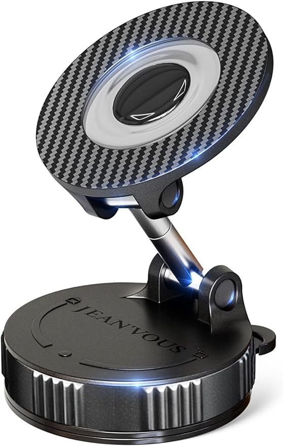 2026 Upgraded Vacuum Magnetic Phone Holder for Car, Premium Car Phone holder MagSafe, Universal 360° Dashboard Phone Holder with Strong Suction Grip, Carbon Fiber Style For Smartphones/Kitchen/Gym