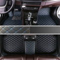 Custom Personalized Floor Mats for Cars - Luxury Full Coverage All Weather Mats, Anti-Slip Leather Mat Set, Fit for 99% of Cars, SUVs & Trucks (Black Blue, A-Diamond)