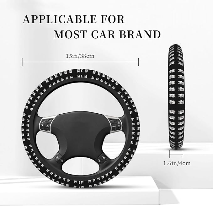 Westie Dog Print Car Steering Wheel Cover, 15 Inch Steering Wheel Cover Stylish Decor for Most Cars