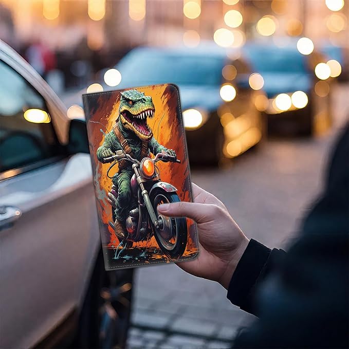 Car Document Holder with Magnetic Shut, Car Registration & Insurance Card Holder, Waterproof PU Leather Glove Box Organizer Vehicle Accessories Driver License for Women/Men, Trex Riding Motorcycle