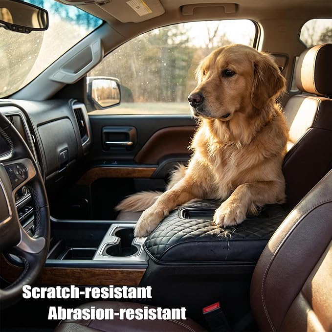 Center Console Armrest Cover Compatible with Chevy Silverado & GMC Sierra 1500 2500 3500 2014-2018, Yukon & Tahoe & Suburban 2015-2020, For Console Bucket Seat Only, Arm Rest Cushion, Anti-Scratch