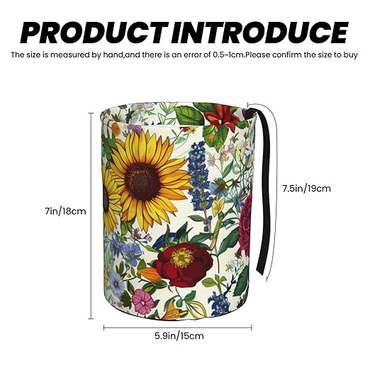 Spring Wildflowers Car Trash Can Garbage Cans Foldable,Cute Hanging Car Organizer and Storage Bag Leak Proof, Auto Back Seat Trash Bin Universal for Truck, SUV, Outdoor Travel