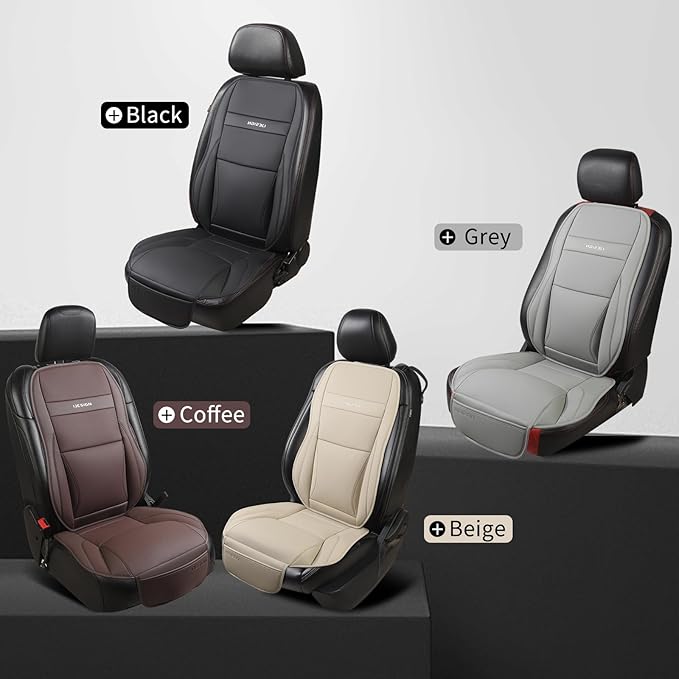 Gripure Car Seat Cover Protector for Front Seats – Waterproof, Breathable Faux Nappa Leather, Airbag Compatible, Dual Support for Waist & Legs, Universal Fit for Sedans, SUVs, Pickups (2pcs, Gray)