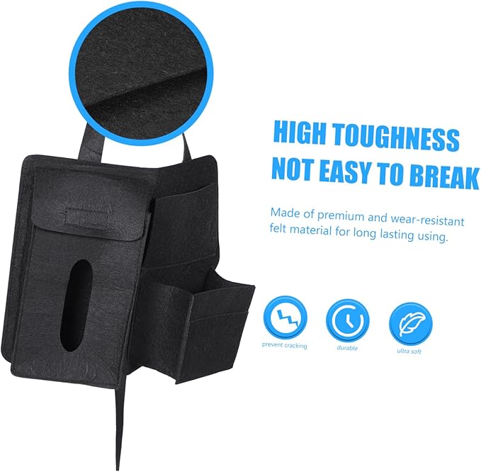 VOSAREA 2Pcs Backseat Car Organizers Durable Felt Storage Bags for Car Accessories Scratch Resistant Hanging Design for Organizing Snacks Umbrella