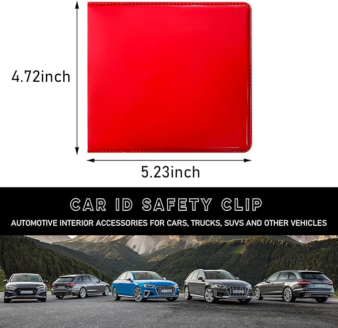 Ziciner Car Registration and Insurance Holder, 5.2"× 4.7" Premium Auto Glove Box Organizer with Closure, Essential Vehicle Document Holder for Card, Driver License (Red)