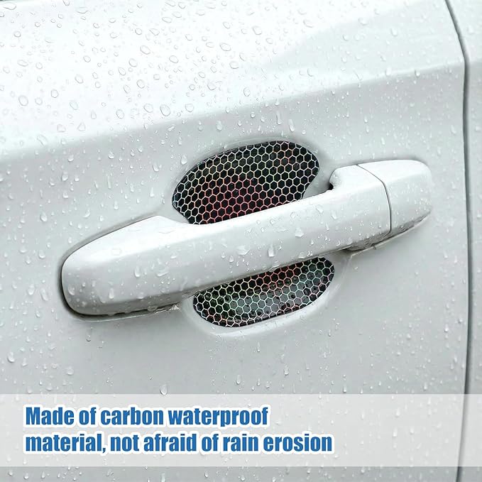 6 Pcs Black Carbon Fiber Car Door Handle Protector, 3D Door Handle Scratch Protector for Vehicles, Universal Cars Accessories for Most Models, Cars Doors Handles Cup Protectors Stickers