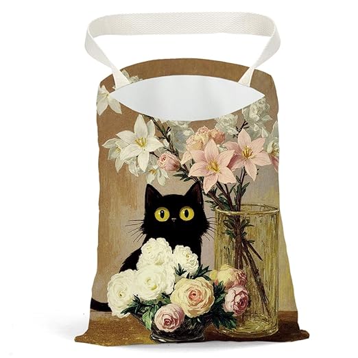 Pykfrhh Black Cat Car Trash Bag, Car Trash Bag Hanging, Vintage Waterproof Cars Back Seat Hanging Organizer and Storage Trash Bags for Vehicle Travelling Camping