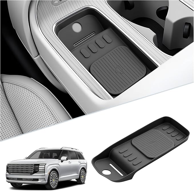 SKTU for 2026 Hyundai Palisade Wireless Charging Mat 2026+ Palisade Center Console Non-Slip Pad Hyundai Palisade 2026 Accessories 2026 Palisade Rubber Console Mat Durable