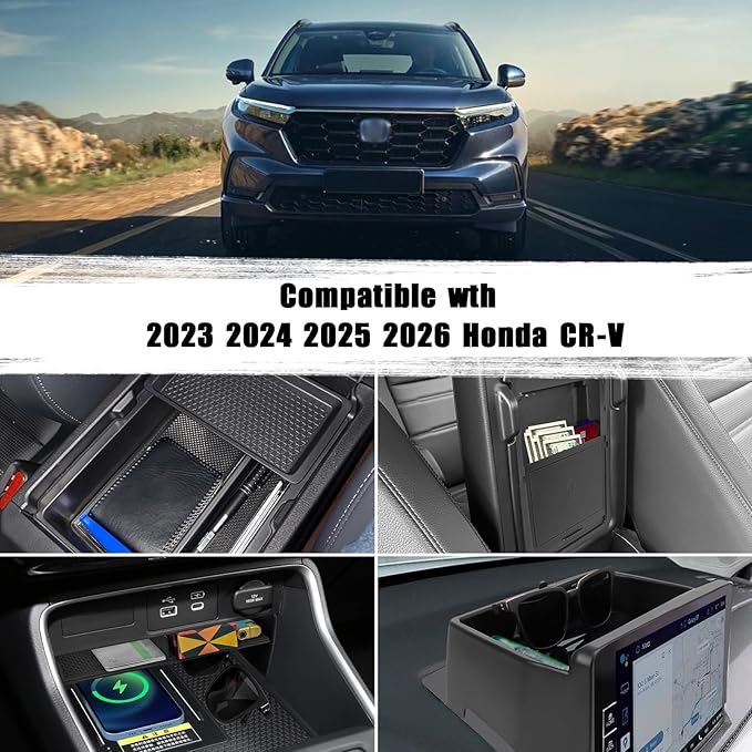 Neepiar 4PCS Center Console Organizer Compatible with 2023 2024 2025 2026 Honda CRV EX-L/Sport-L Hybrid Dashboard Tray and Armrest Storage Box Armrest Hidden Tray Interior Accessories