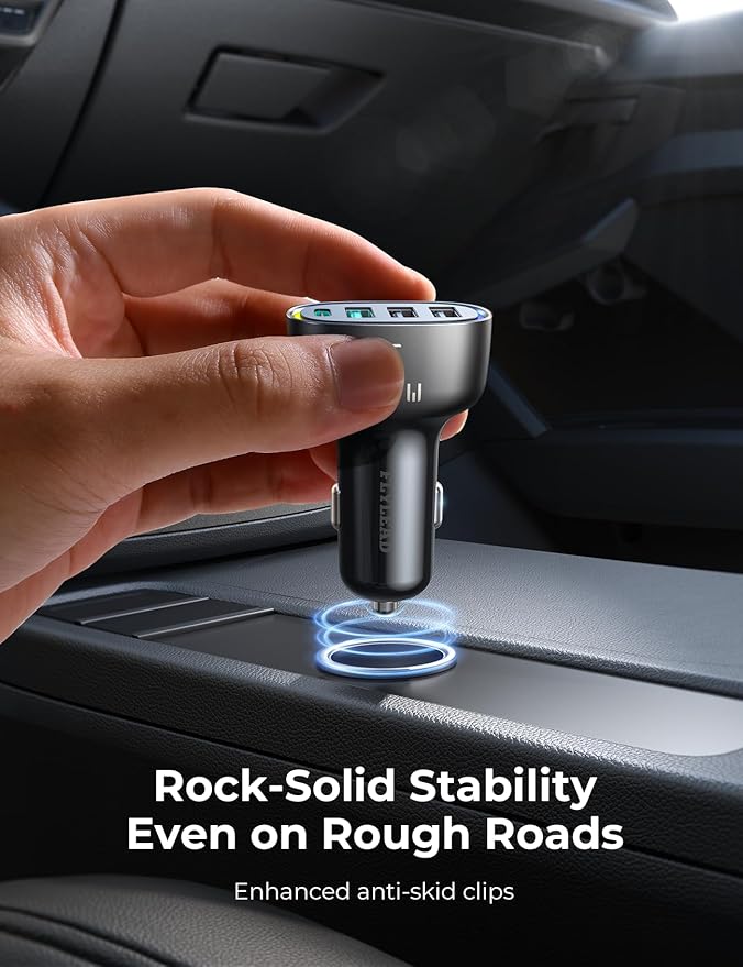 75W Car Charger USB C, 4 Port Super Fast Cigarette Lighter USB Charger, Type C 60W & QC 3.0 Multiport Car Phone Adapter Accessories for iPhone 17/16/15/14/13/12 Pro Samsung S20 S21 S22 S23, Android