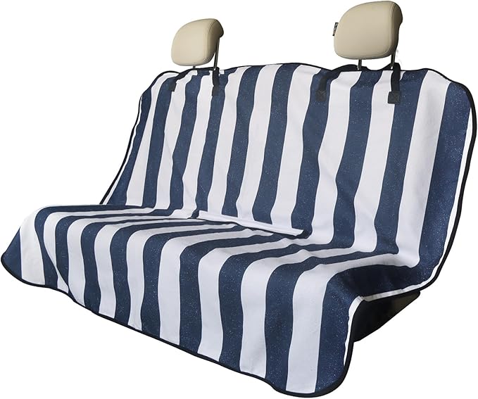 nbnhxnff Sweat Towel Car Seat Cover Protector Rear Seats for Gym Workout,Running,Swimming,Beach and Hiking,Waterproof Universal Seat Cover for Car,Trucks,Van&SUV(Blue & White Stripe, 1pcs Rear Seat)