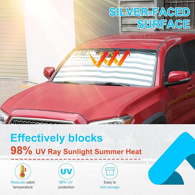 LLKUANG Car Windshield Sun Shade Compatible with Toyota Tacoma 2006-2024 Auto Windshield Sunshades Foldable Blocks UV Rays Sun Visor to Keep Your Vehicle Cool and Damage Free (Style C)
