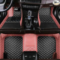 Custom Personalized Floor Mats for Cars，Luxury Full Coverage All Car Floor Mats，Anti-Slip Leather Car Mat Set ，Custom Floor Mats for 99% of Cars, Trucks & SUVs. (Pink and Black)
