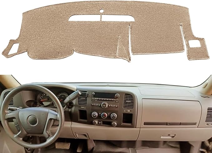 Dash Cover Fit for Chevy Chevrolet Silverado 1500 LT/WT 2500HD 3500HD 2007-2013, GMC Sierra 2007-2013 Dashboard Mat Carpet (08-13 Beige) Y74