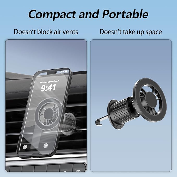 for [Magsafe Car Mount] [360°Flexible Rotation] [20X Strong Magnets] Upgraded Metal Hook, Hands-Free Phone Holder Fit for iPhone 16/15/14/13/12 Series, Black