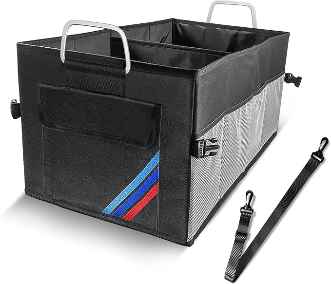 Junsungo Car Trunk Organizer, Portable, Collapsible, Waterproof, Oxford Cloth, Aluminum Handle, Ideal for SUVs, Cars, Camping, Storage