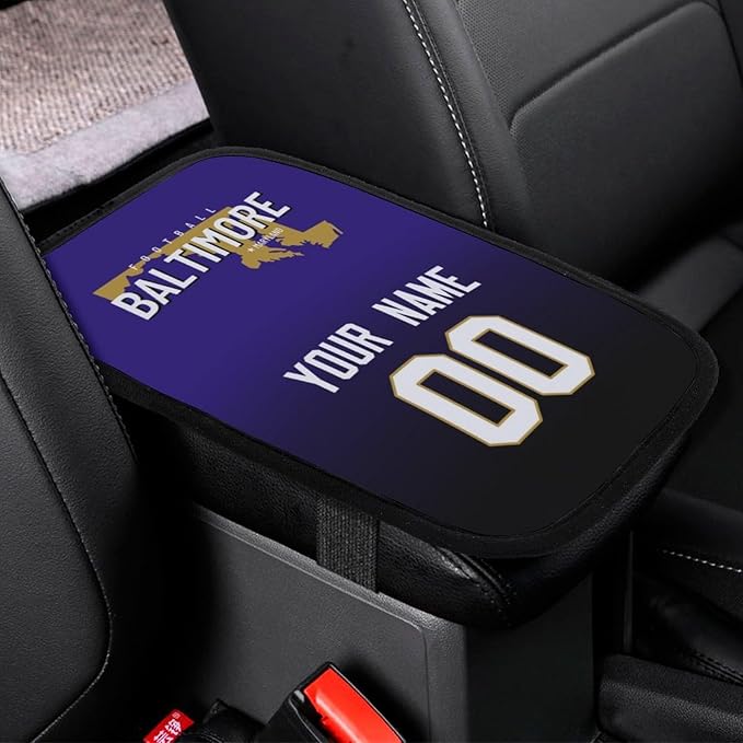 Custom Football Car Armrest Covers Universal Auto Center Console Pad Car handrail Box Cushion Personalized Add Name & Number Fans Gift Fit Suit for SUV Truck Sedan Van