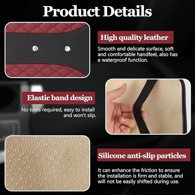 Bling Crown Car Center Console Cover, 12.7"×7.7" Armrest Cover for Cars, Waterproof Leather Arm Rest Box Pad Cushion, Universal Middle Console Cover Protector, Car Accessories (Wine Red)
