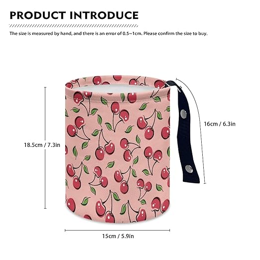 Brosoneto Hanging Car Garbage Bag Cute Cherry Printed for Car Front Seat, Back Seat, Floor, Garbage Bin Decoration Portable Car Rubbish Bin