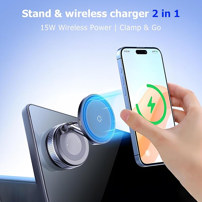 Magnetic Phone Holder for Car, Magsafe Car Mount with Nano Gel Suction Cup for Dashboard & Windshield, Compatible with iPhone 12/13/14/15/16/17 Series, Including Pro & Pro Max Models (Gray)