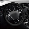 Color Blocking Car Steering Wheel Cover,Leather Steering Wheel Cover Women/Men Car Decorations,Universal Anti-Slip Steering Wheel Accessories Fit for 14.5-15" Steering Wheel (Black)