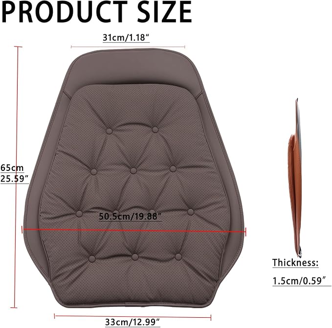 ontto Cooling Car Seat Cushion,Universal Auto Seat Back Lumbar Cover for Most Vehicles,Comfortable PU Leather Seat Protector for Front and Reat Seats,Dark Brown(1 PCS)