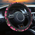 Red Rose Steering Wheel Cover, Cute Print Steering Wheel Cover Protector, Ultra-Thin with Personalized Pattern Design, Car Accessories for Women, for Steering Wheel with a Diameter of 14.5"-15"