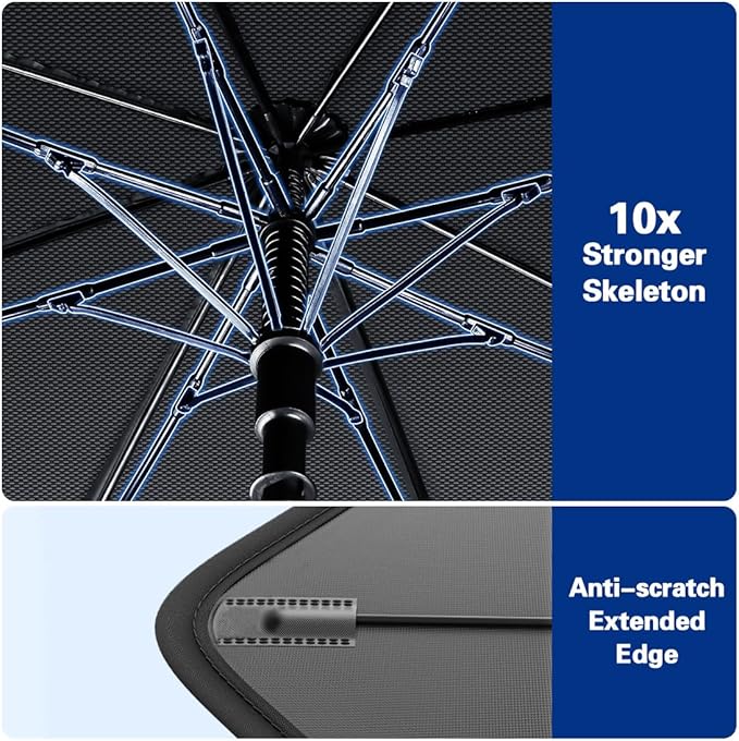 2025 Windshield Sun Shade Umbrella, Foldable Car Umbrella Sunshade with UV Block Car Front Window (Heat Insulation Protection) for Auto Windshield Covers Trucks Cars (Large)