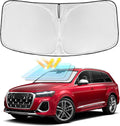 for Audi Q7 2016-2026 Windshield Sun Shade - 4 Layers Car Sunshades for Front Windows Shade Cover Custom Fit Q7 SUV Sun Visor 240T Retractable Shade Blocks UV Rays Car Accessories