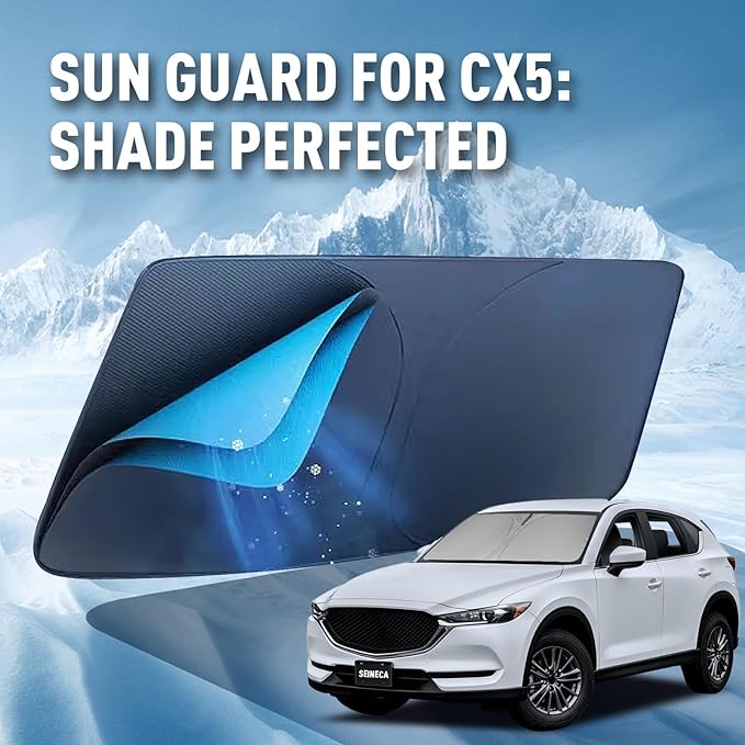 Car Windshield Sunshade for Mazda CX-5 (2018-2021) Foldable Front Window Sun Shade with Storage Bag,Heat Insulation Interior Sun Visor SUV Protection Block UV Rays,Cool Automotive Accessories