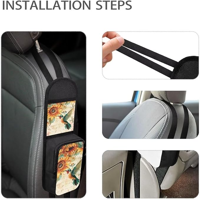 Hummingbird Automatic Seat Side Storage Bag Organizer Sunflower Seat Side Organizer for Car Front Seat Universal Car Seat Phone Holder Car Organization Accessories