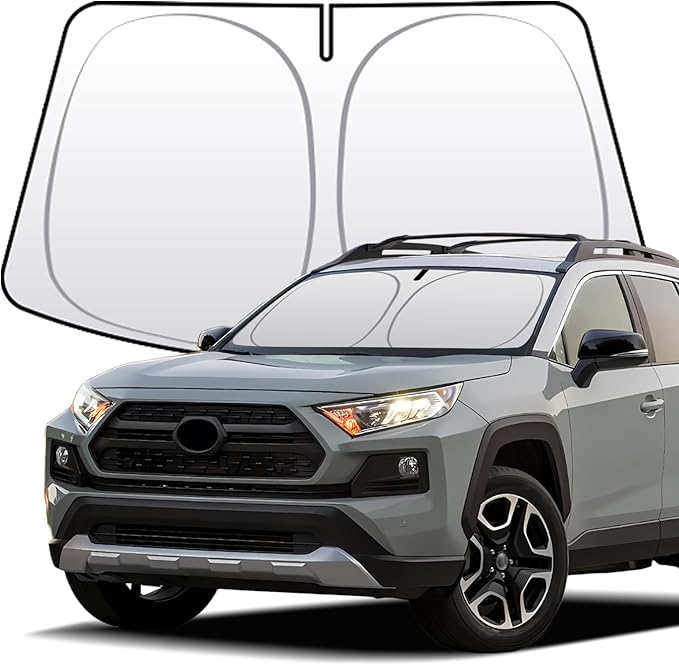 Thickened 2-Layer Front Windshield Sun Shade Compatible for Toyota RAV4 XA50 2019-2025, Foldable Custom Fit Sunshade Blocks 99% Heat, Keeps Car Interior Cool (for RAV4 XA50 2019-2025)