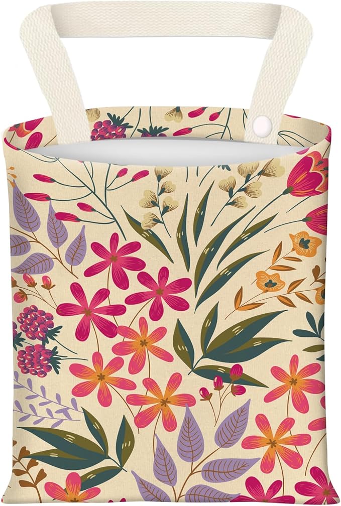 BEAKND Hanging Car Garbage Bag, Cute Car Trash Can Bag, Automotive Accessories for Women Men Cute Colorful Floral