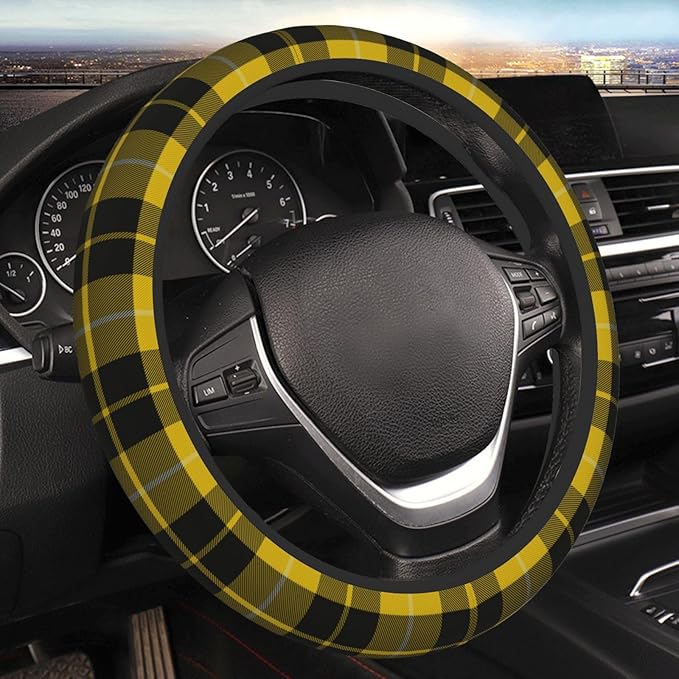 Thickened Elastic Steering Wheel Cover, Barclay Dress Tartan Ultra, Soft, Breathable, Fit for Cars, SUVs, Trucks, Stylish Comfortable Grip