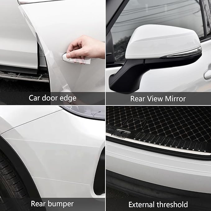 DGSL Car Door Edge Guards Door Sill Protector, 1.2In x 16.4Ft+2In x 16.4Ft+2.7In x 33Ft,5D Carbon Fiber Car Wrap Film, Vinyl Automotive Wrap Film Anti-Collision Fits for Most Car (Transparent)