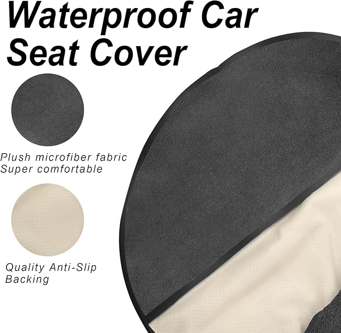 nbnhxnff Sweat Towel Car Seat Cover Protector Front Seats for Gym Workout, Running, Swimming, Beach and Hiking, Waterproof Universal Seat Cover for Car, Trucks, Van & SUV (Grey, 2pcs Front Seat)