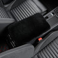 LLB Auto Center Console Cover Pad Universal Fit for SUV/Truck/Car, Genuine Sheepskin Wool Fur Car Armrest Seat Box Cover, Furry Fluffy Auto Armrest Cover Protector (Shearling Black)